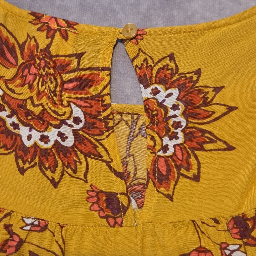 Old Navy Women's Floral Peasant Top Blouse Boho Yellow Floral Flowy Size Medium - Picture 9 of 10